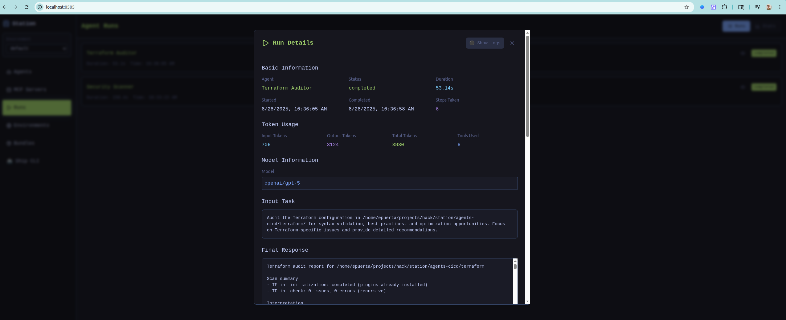 Agent Run Details